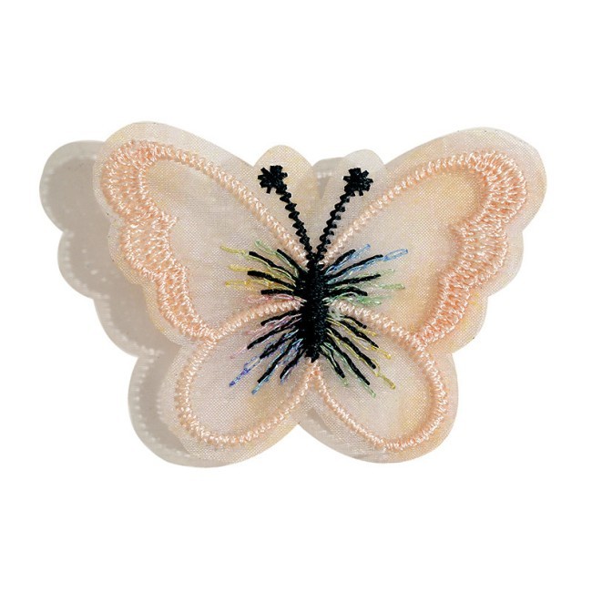 100 Pieces Pearl Beaded Embroidered 3D Butterfly Lace Applique Material For Dresses SK002