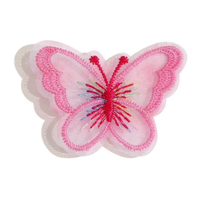 100 Pieces Pearl Beaded Embroidered 3D Butterfly Lace Applique Material For Dresses SK002