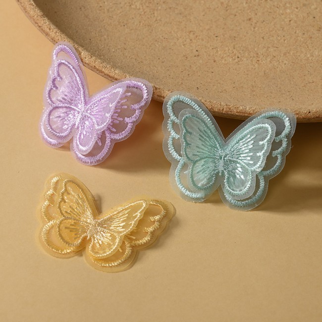 100 Pieces Embroidered 3D Butterfly Lace Applique Material For Dresses SK004