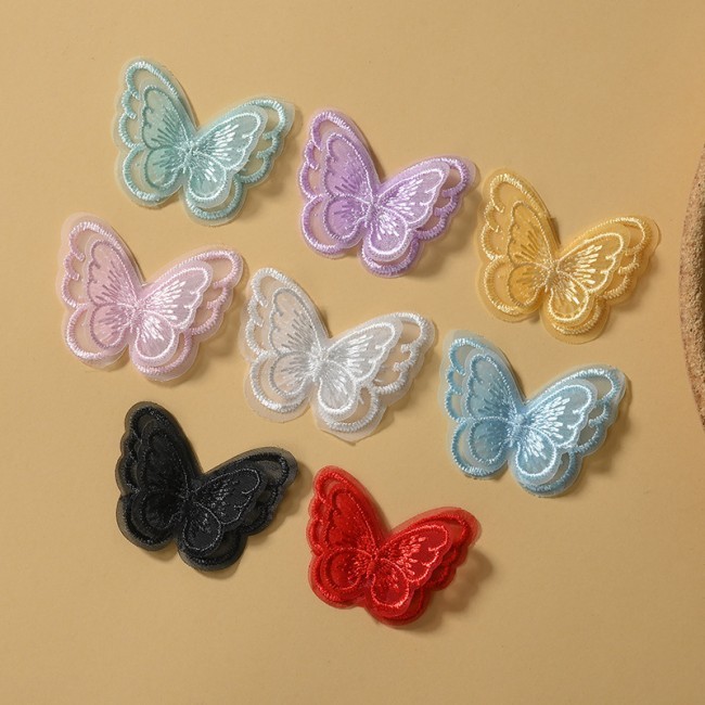 100 Pieces Embroidered 3D Butterfly Lace Applique Material For Dresses SK004