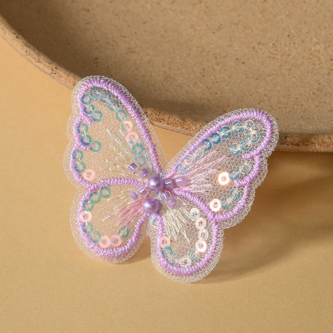 100 Pieces Pearl Beaded Embroidered 3D Butterfly Lace Applique Material For Dresses SK005