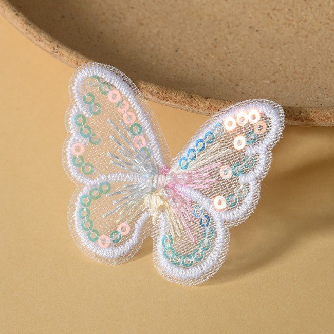 100 Pieces Sequins Embroidered 3D Butterfly Lace Applique Material For Dresses SK005