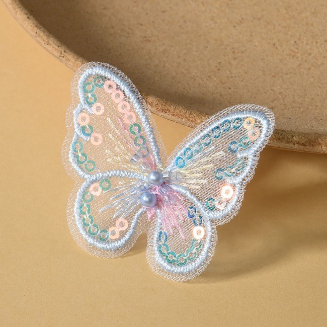 100 Pieces Sequins Embroidered 3D Butterfly Lace Applique Material For Dresses SK005