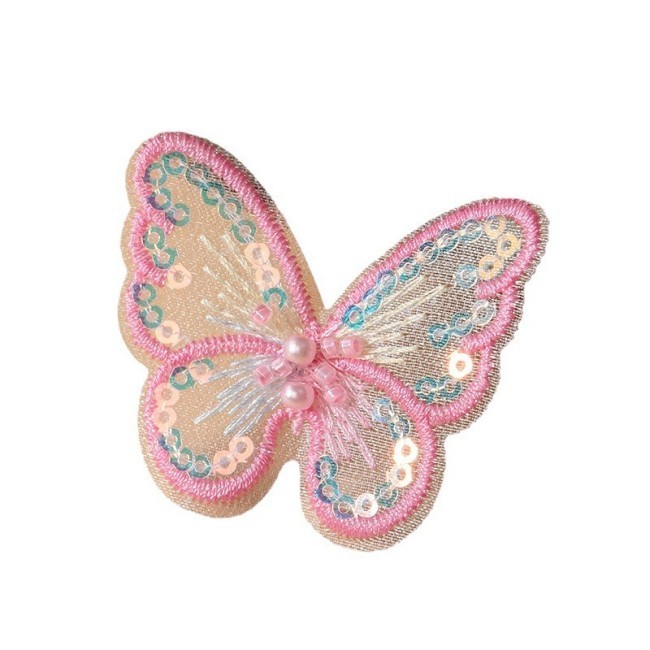 100 Pieces Sequins Embroidered 3D Butterfly Lace Applique Material For Dresses SK005