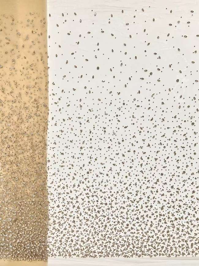 5 Yards Colorful Sequins Pearls Rhinestones Beaded Embroidered 3D Floral Lace Material Fabric For Dresses HN117