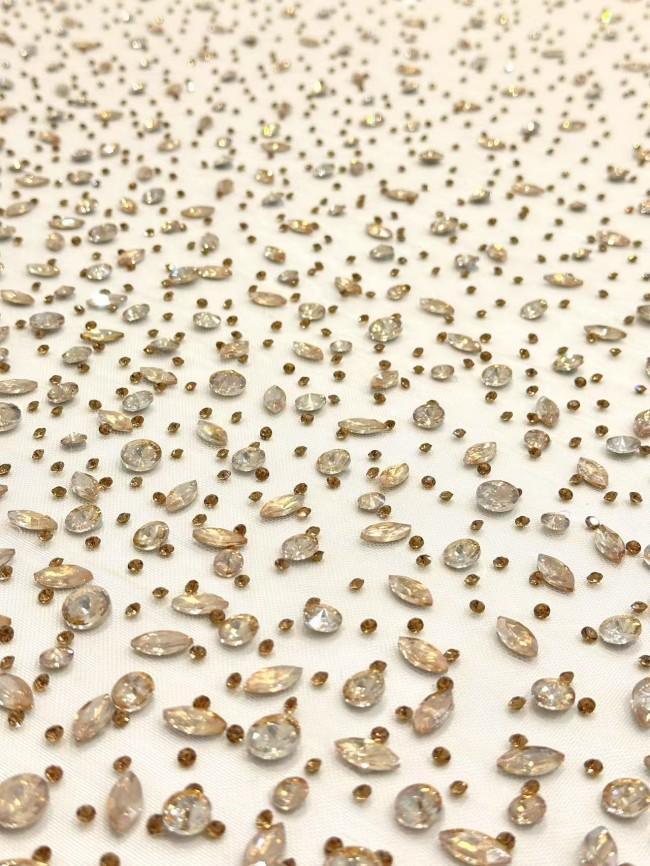 5 Yards Colorful Sequins Pearls Rhinestones Beaded Embroidered 3D Floral Lace Material Fabric For Dresses HN117