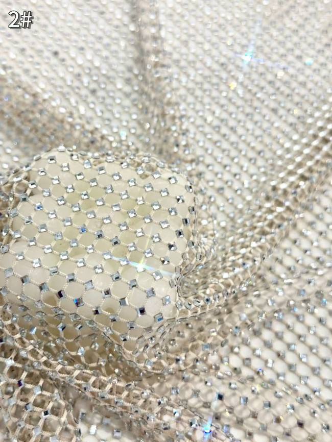 5 Yards Colorful Sequins Pearls Rhinestones Beaded Embroidered 3D Floral Lace Material Fabric For Dresses HN128