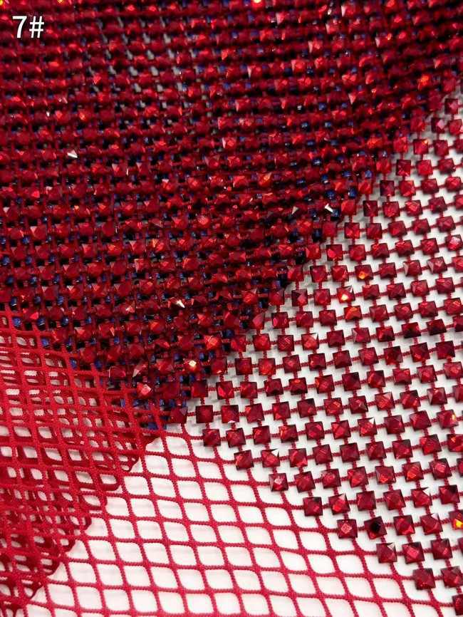Luxury Heavy Crystal Rhinestone Mesh Fabric – 5 Yards | 6×6mm Square Stones for Dresses, Bags & Decor