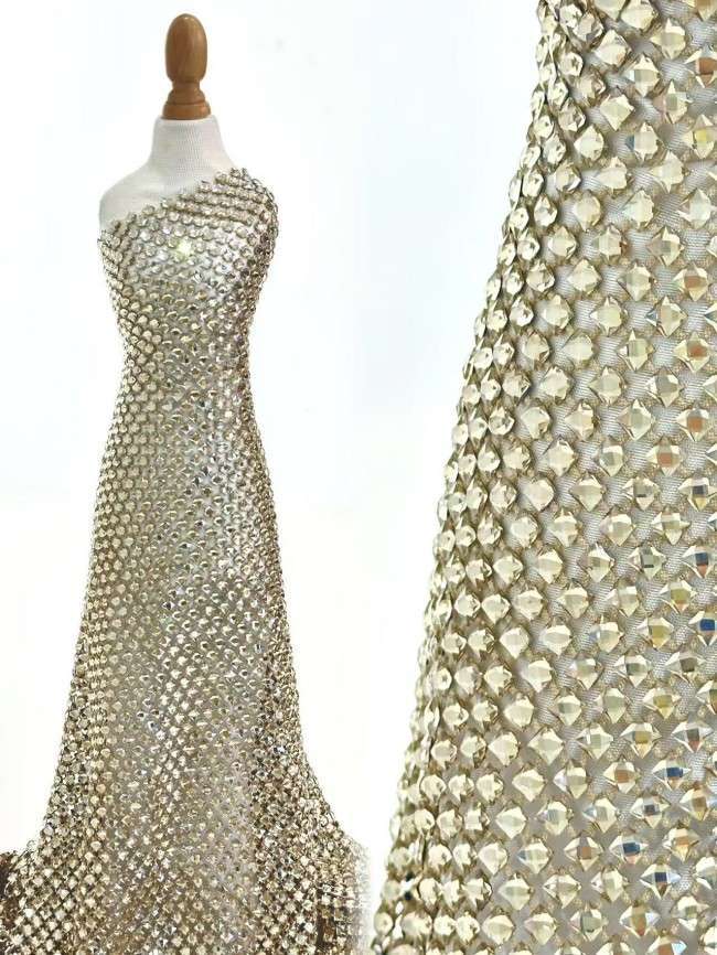 5 Yards Colorful Sequins Pearls Rhinestones Beaded Embroidered 3D Floral Lace Material Fabric For Dresses HN130