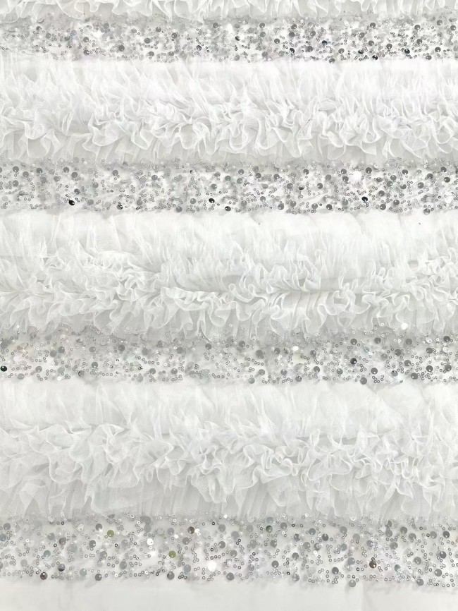 5 Yards Colorful Sequins Pearls Rhinestones Beaded Embroidered 3D Floral Lace Material Fabric For Dresses HN141