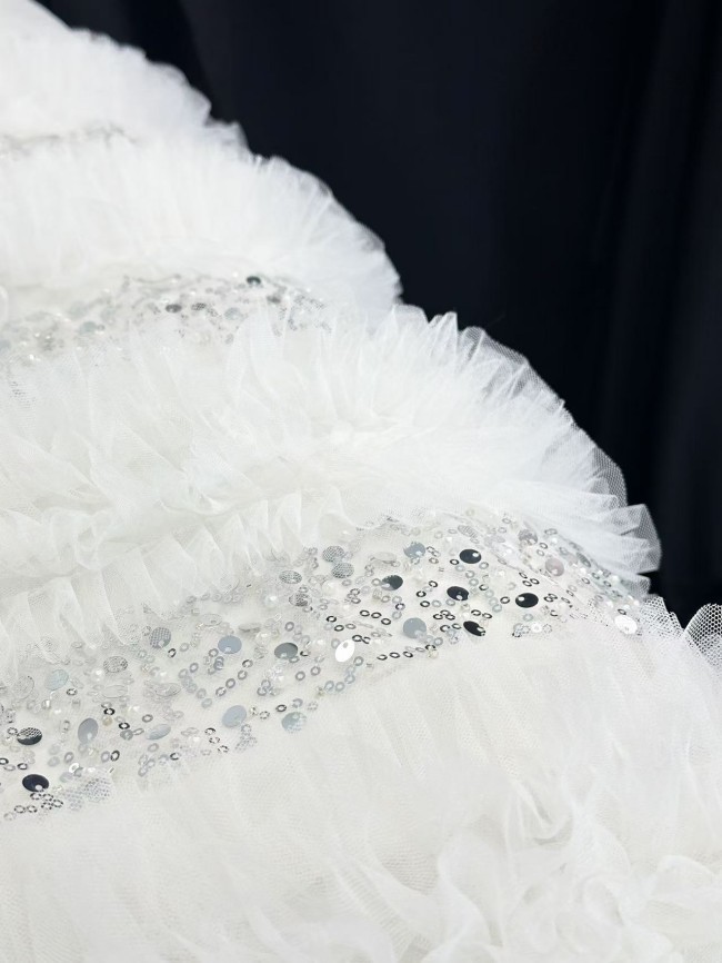 5 Yards Colorful Sequins Pearls Rhinestones Beaded Embroidered 3D Floral Lace Material Fabric For Dresses HN141