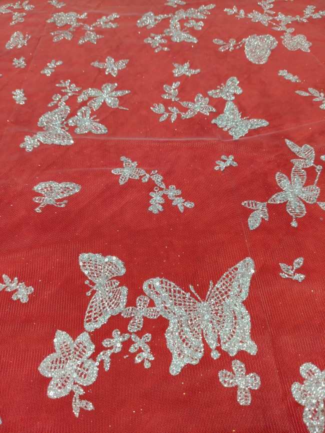 10 Yards Glittering Sequin Lace Material Fabric For Dresses LC021