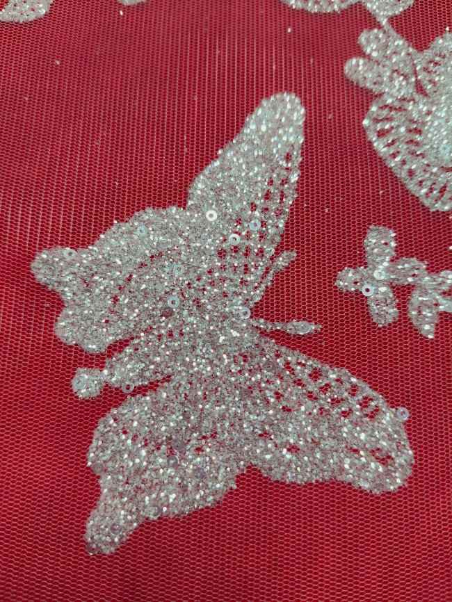 10 Yards Glittering Sequin Lace Material Fabric For Dresses LC021