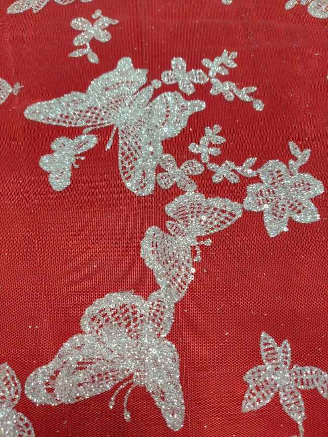 10 Yards Glittering Sequin Lace Material Fabric For Dresses LC021