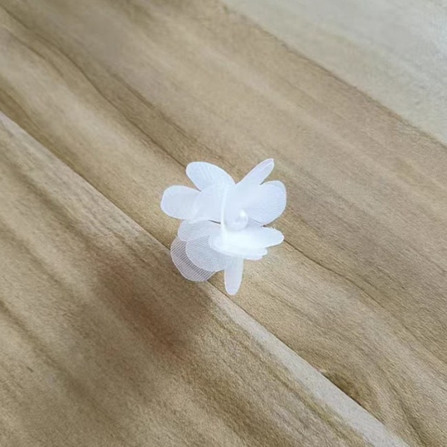 100 Pieces Pearls Beaded 3D Fabric Flower Applique Material For Dresses