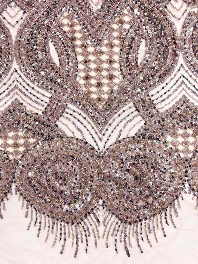 5 Yards Colorful Sequins Pearls Rhinestones Beaded Embroidered 3D Floral Lace Material Fabric For Dresses HN155