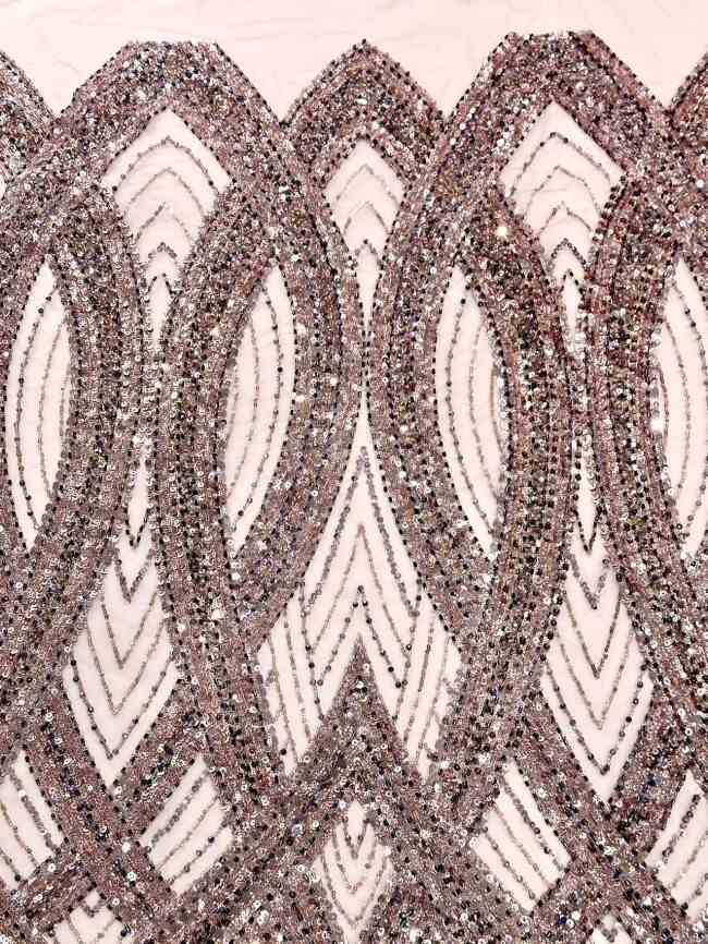 5 Yards Colorful Sequins Pearls Rhinestones Beaded Embroidered 3D Floral Lace Material Fabric For Dresses HN155