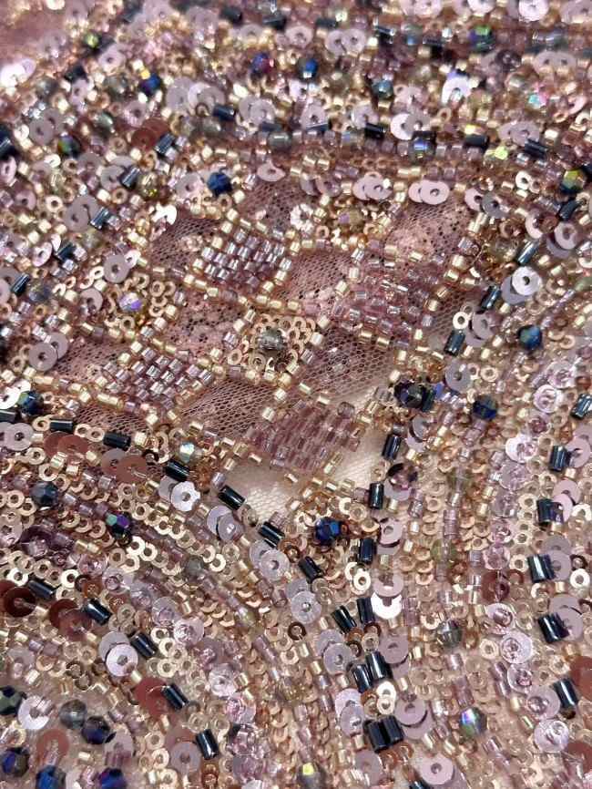 5 Yards Colorful Sequins Pearls Rhinestones Beaded Embroidered 3D Floral Lace Material Fabric For Dresses HN155