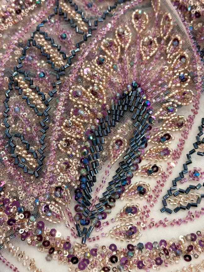 5 Yards Colorful Sequins Pearls Rhinestones Beaded Embroidered 3D Floral Lace Material Fabric For Dresses HN168
