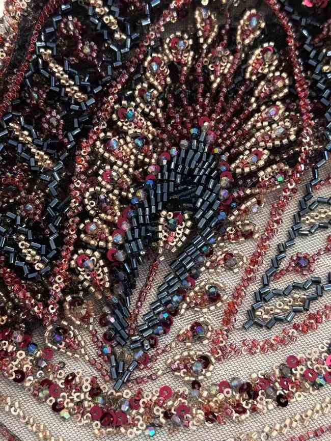 5 Yards Colorful Sequins Pearls Rhinestones Beaded Embroidered 3D Floral Lace Material Fabric For Dresses HN168