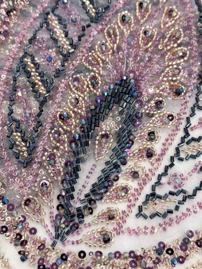 5 Yards Colorful Sequins Pearls Rhinestones Beaded Embroidered 3D Floral Lace Material Fabric For Dresses HN168