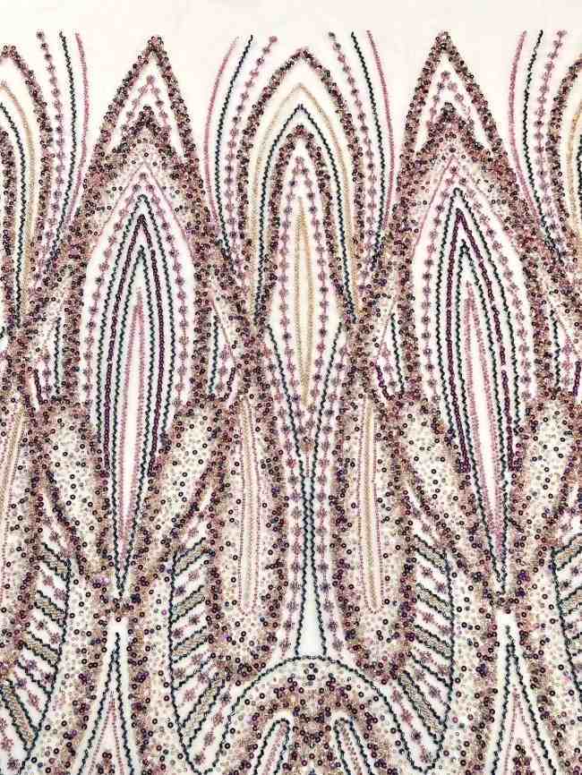 5 Yards Colorful Sequins Pearls Rhinestones Beaded Embroidered 3D Floral Lace Material Fabric For Dresses HN168