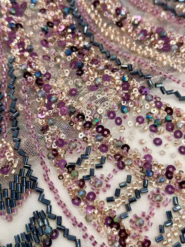 5 Yards Colorful Sequins Pearls Rhinestones Beaded Embroidered 3D Floral Lace Material Fabric For Dresses HN168