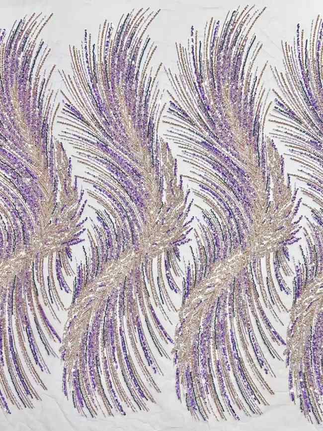 5 Yards Colorful Sequins Pearls Rhinestones Beaded Embroidered 3D Floral Lace Material Fabric For Dresses HN171