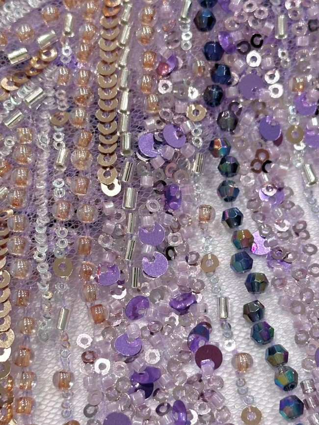 5 Yards Colorful Sequins Pearls Rhinestones Beaded Embroidered 3D Floral Lace Material Fabric For Dresses HN171