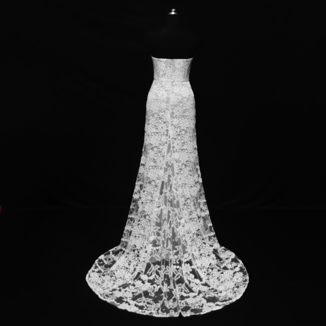 Strapless Sleeveless Short Train Slim Lace Bridal Dress