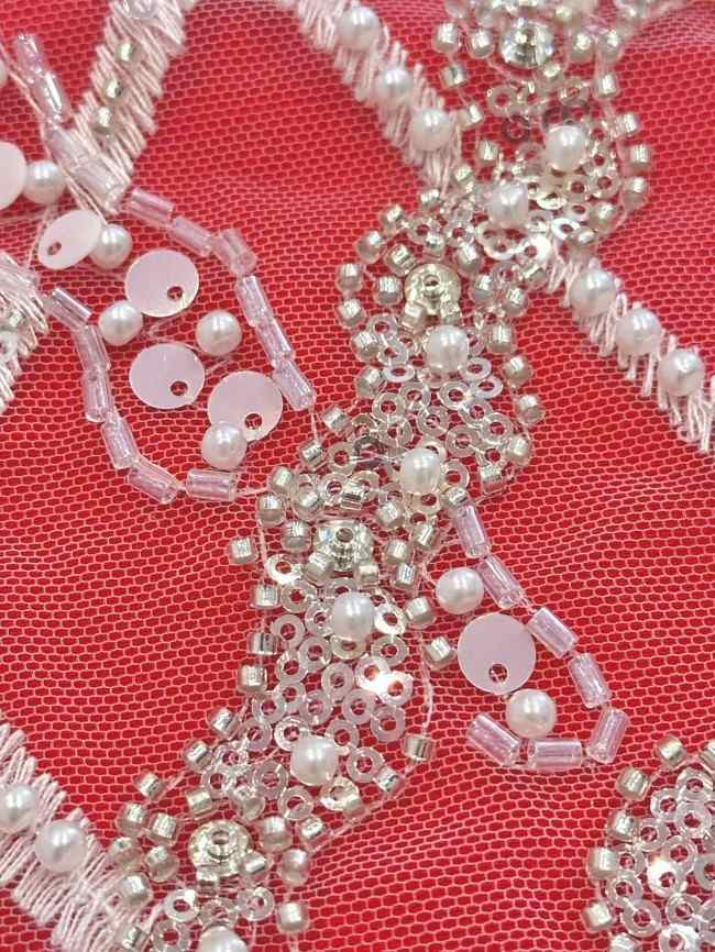 5 Yards Colorful Sequins Pearls Rhinestones Beaded Embroidered 3D Floral Lace Fabric Material For Dressmaking HN188