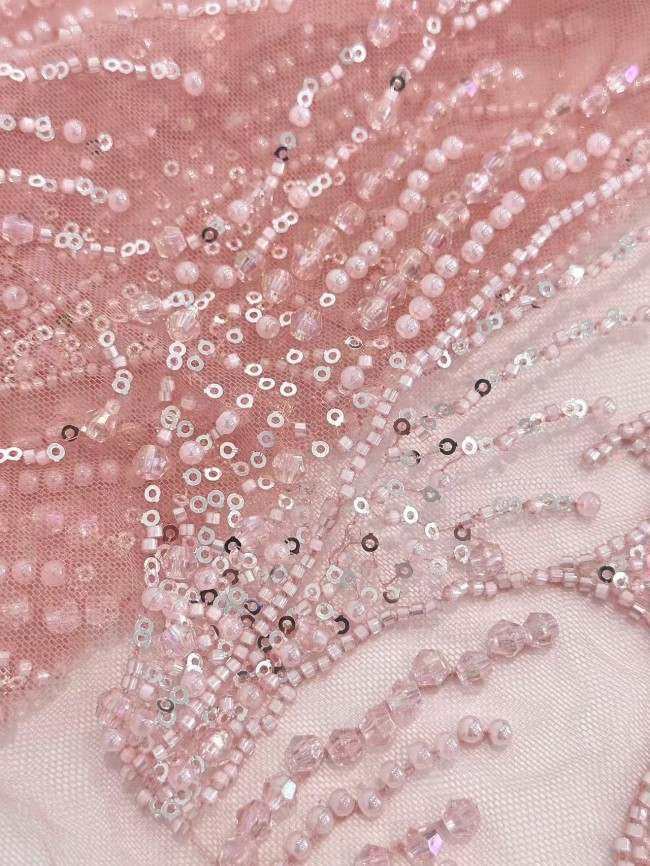 5 Yards Colorful Sequins Pearls Rhinestones Beaded Embroidered 3D Floral Lace Fabric Material For Dressmaking HN190