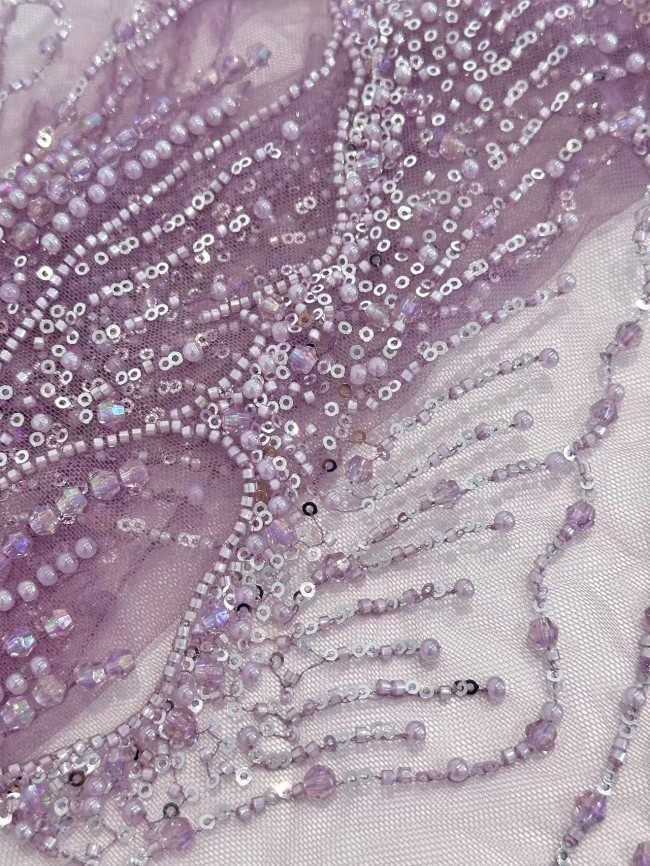 5 Yards Colorful Sequins Pearls Rhinestones Beaded Embroidered 3D Floral Lace Fabric Material For Dressmaking HN190