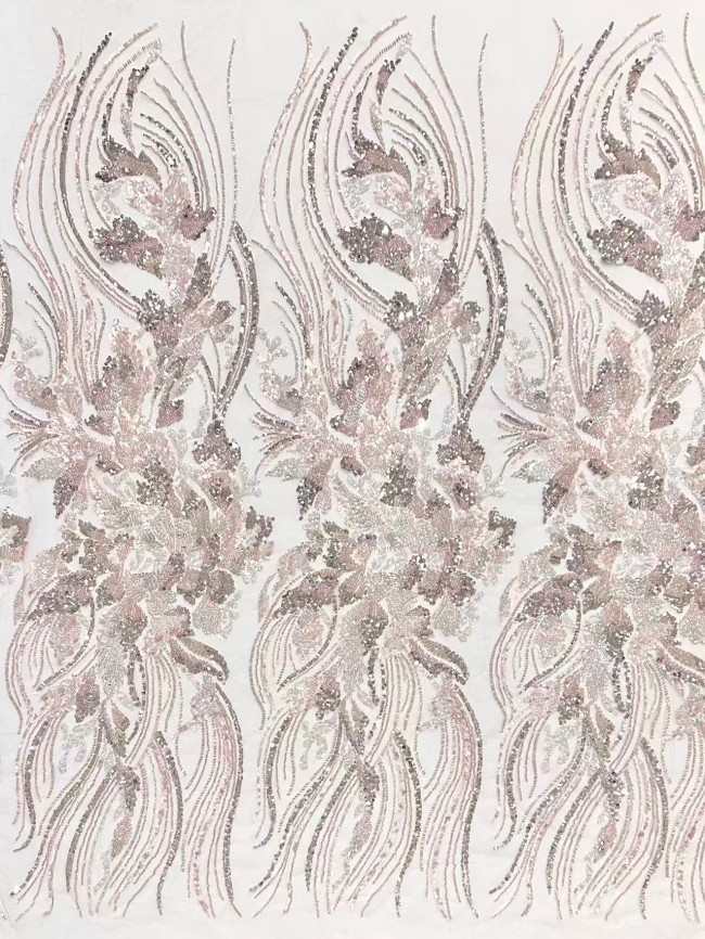 5 Yards Colorful Sequins Pearls Rhinestones Beaded Embroidered 3D Floral Lace Fabric Material For Dressmaking HN193