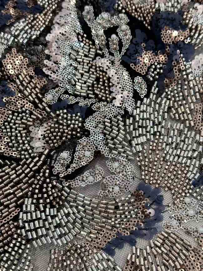 5 Yards Colorful Sequins Pearls Rhinestones Beaded Embroidered 3D Floral Lace Fabric Material For Dressmaking HN193