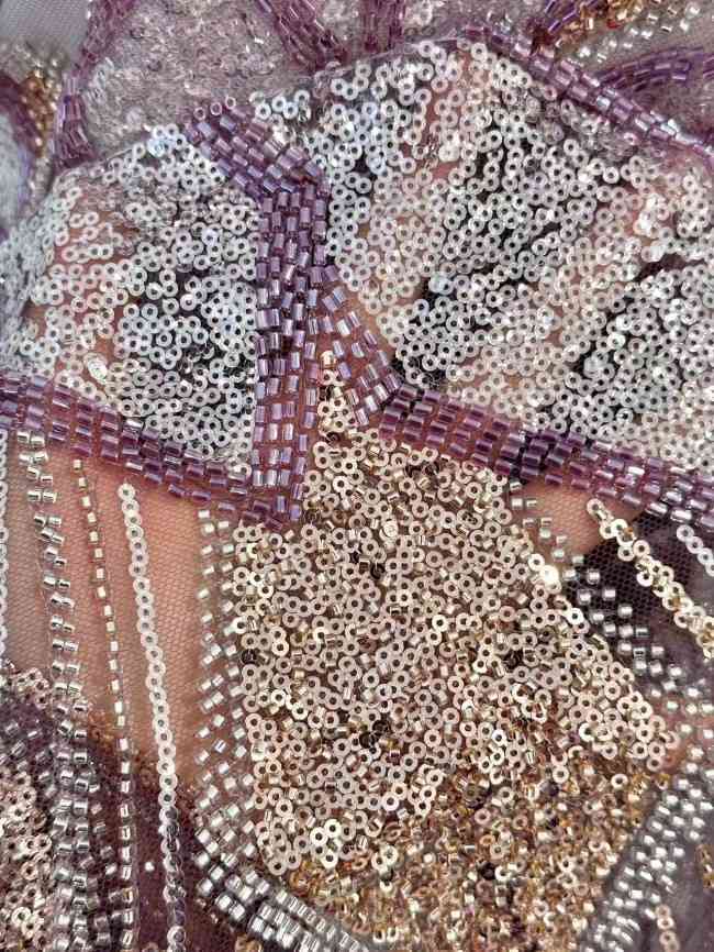 5 Yards Colorful Sequins Pearls Rhinestones Beaded Embroidered 3D Floral Lace Fabric Material For Dressmaking HN197