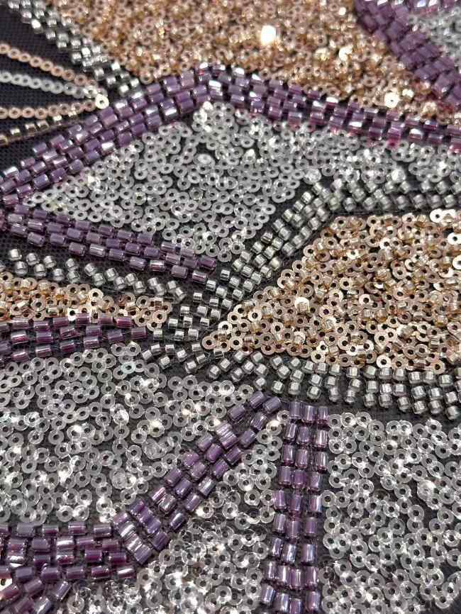 5 Yards Colorful Sequins Pearls Rhinestones Beaded Embroidered 3D Floral Lace Fabric Material For Dressmaking HN197