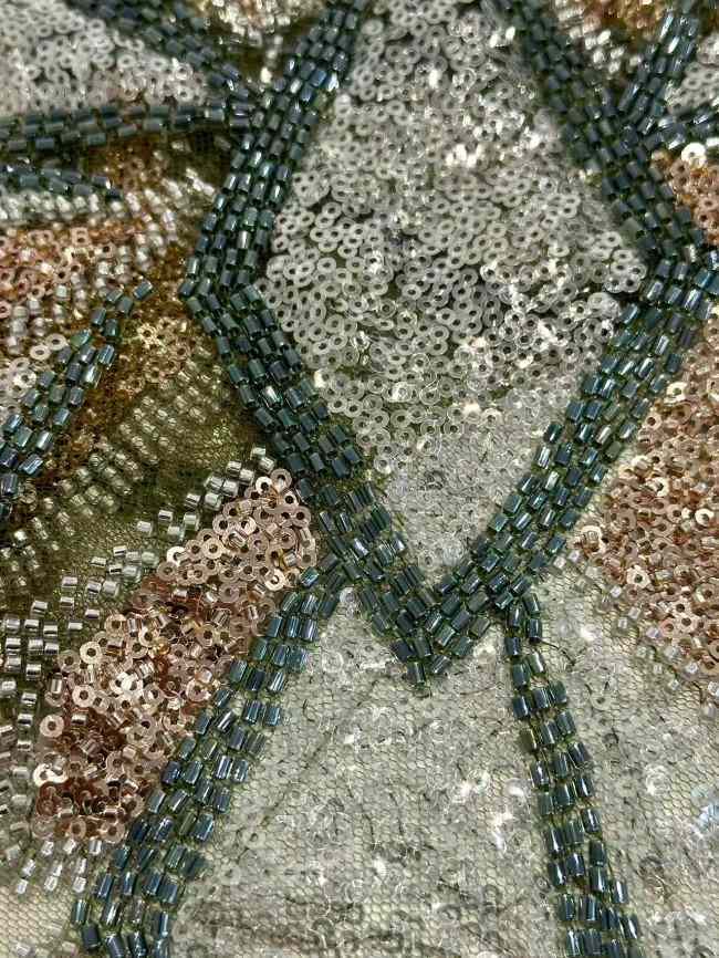5 Yards Colorful Sequins Pearls Rhinestones Beaded Embroidered 3D Floral Lace Fabric Material For Dressmaking HN197