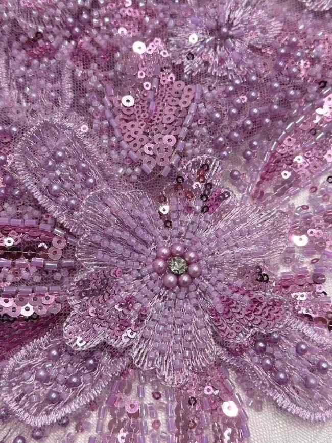 5 Yards Colorful Sequins Pearls Rhinestones Beaded Embroidered 3D Floral Lace Fabric Material For Dressmaking HN199