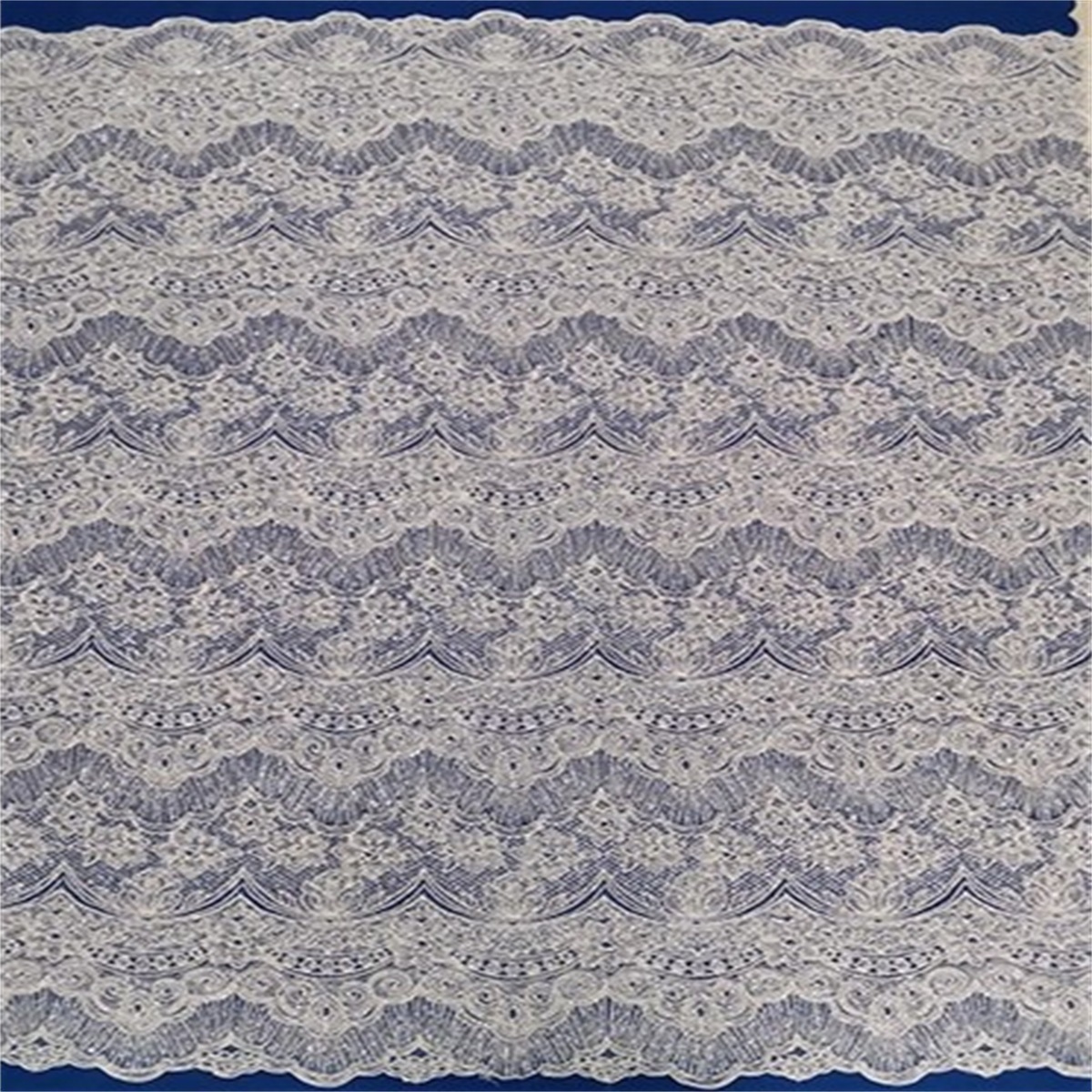 1 Yard Heavy Beaded Bridal Lace Fabric (Off White)
