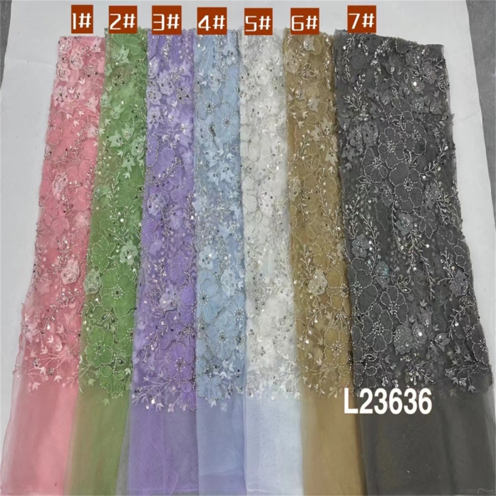 1 Yard Luxury White Sequin Crystal Pearl Beaded Embroidered Bridal Lace Fabric for Wedding & Evening Gowns TDD471