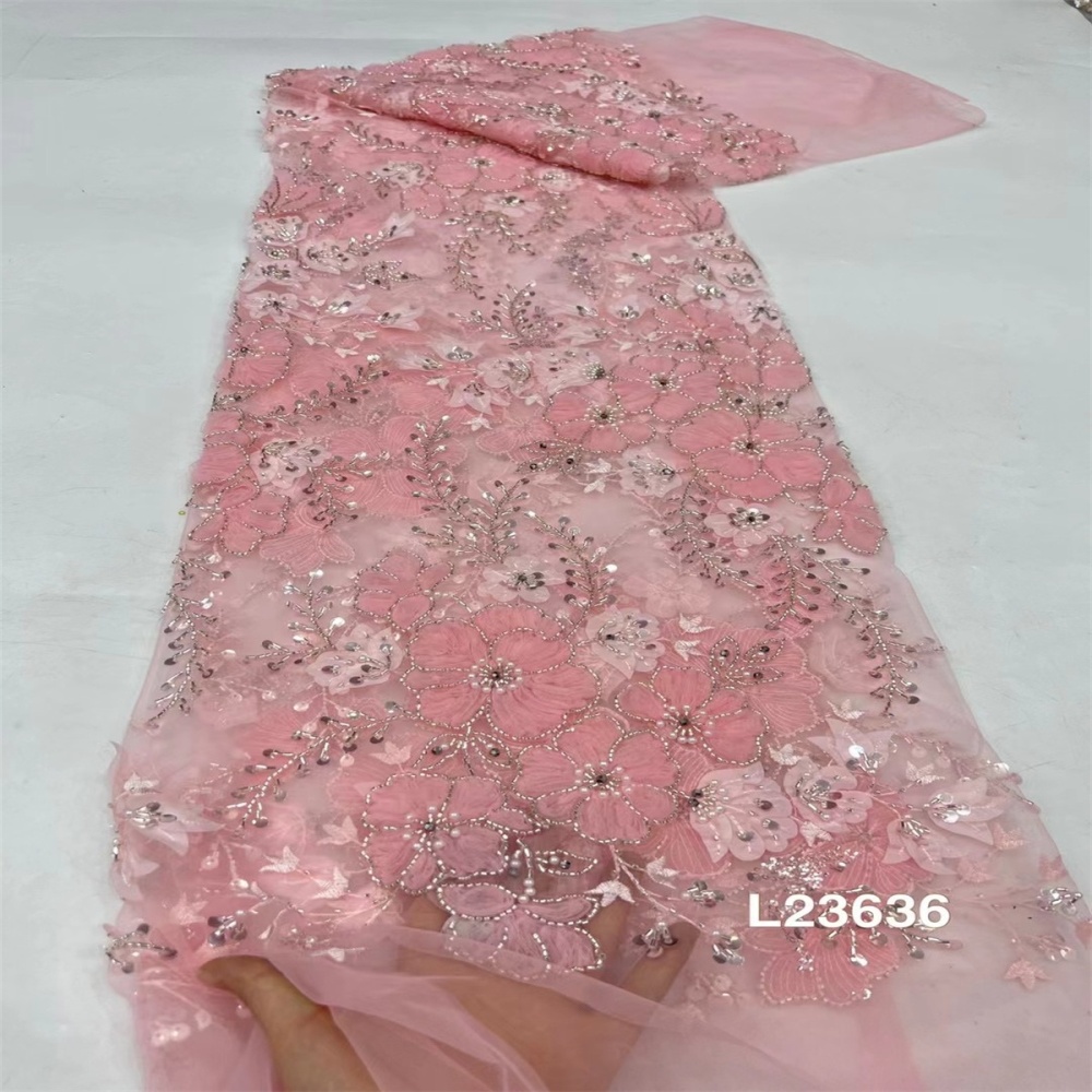 1 Yard Luxury White Sequin Crystal Pearl Beaded Embroidered Bridal Lace Fabric for Wedding & Evening Gowns TDD471
