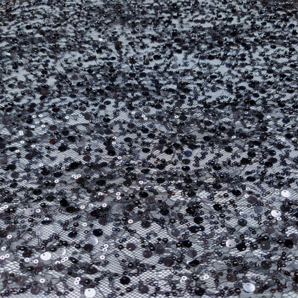 5 Yards Crystal Pearl Beaded Chantilly Lace Fabric – Luxury Wedding Gown and Evening Dress Material