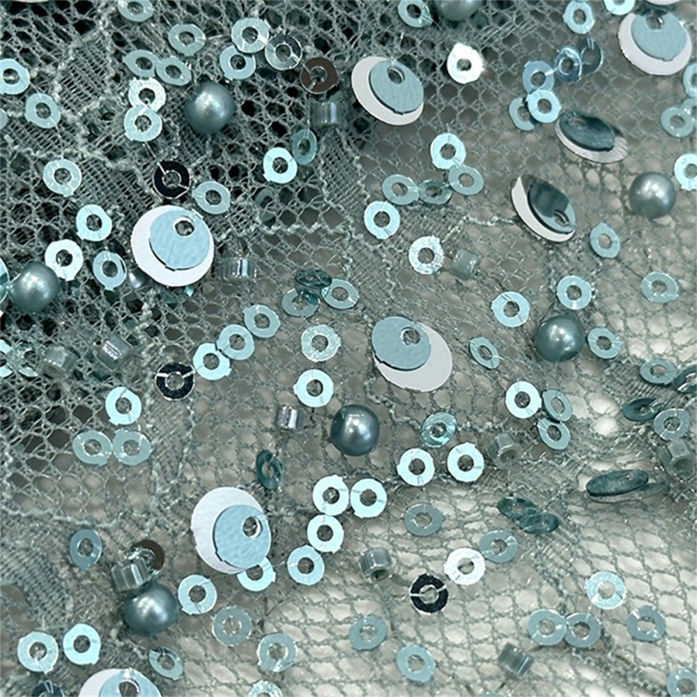 5 Yards Crystal Pearl Beaded Chantilly Lace Fabric – Luxury Wedding Gown and Evening Dress Material