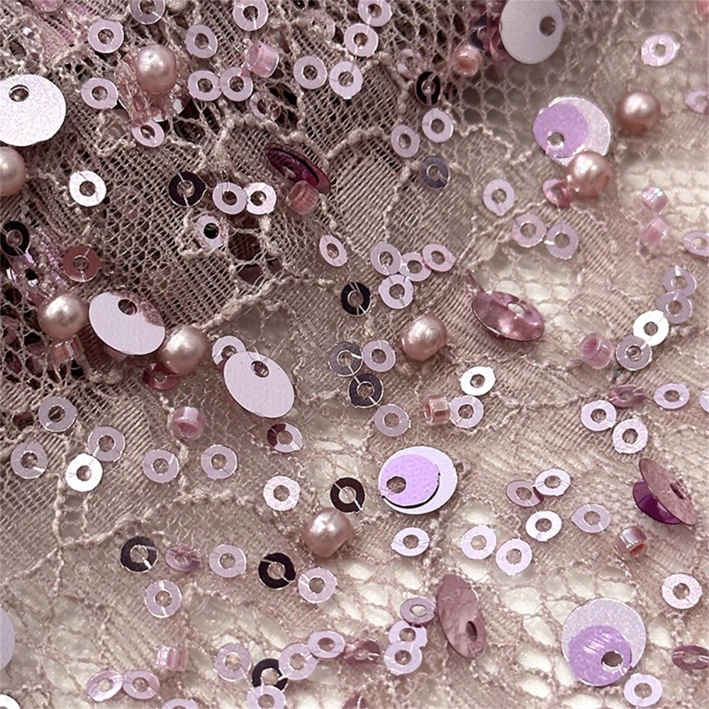 5 Yards Crystal Pearl Beaded Chantilly Lace Fabric – Luxury Wedding Gown and Evening Dress Material