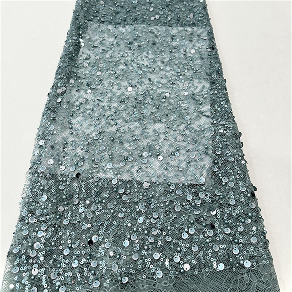 5 Yards Crystal Pearl Beaded Chantilly Lace Fabric – Luxury Wedding Gown and Evening Dress Material