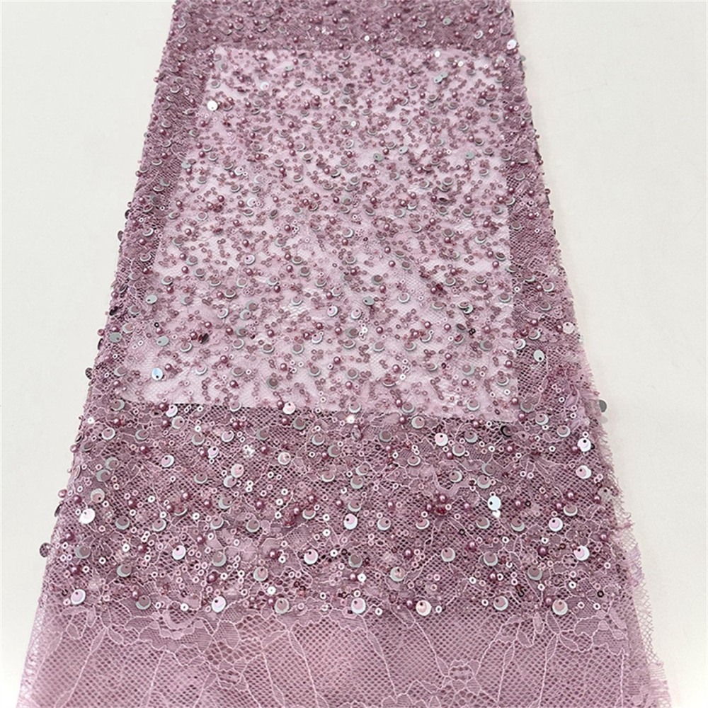 5 Yards Crystal Pearl Beaded Chantilly Lace Fabric – Luxury Wedding Gown and Evening Dress Material