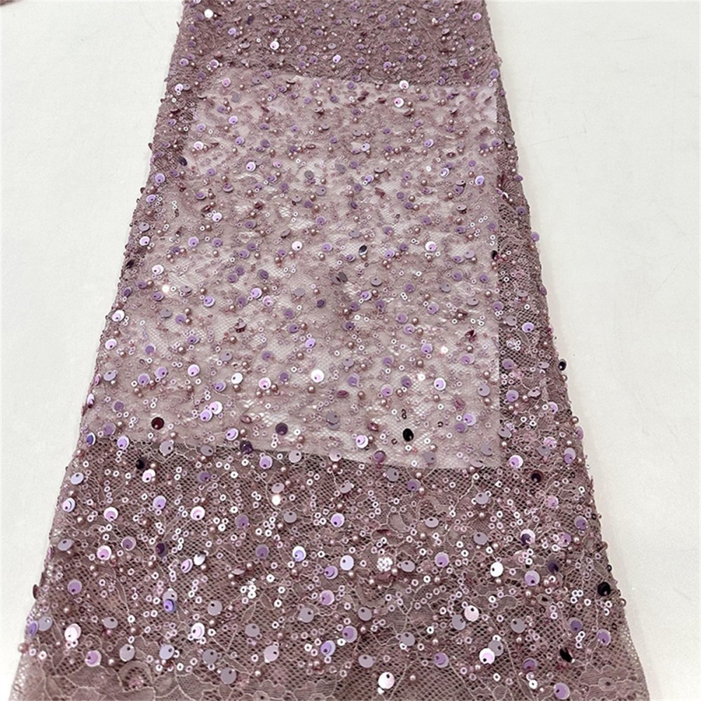5 Yards Crystal Pearl Beaded Chantilly Lace Fabric – Luxury Wedding Gown and Evening Dress Material