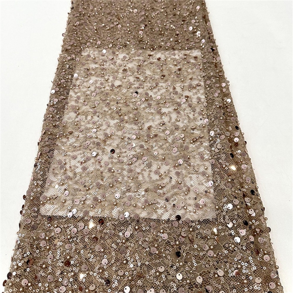 5 Yards Crystal Pearl Beaded Chantilly Lace Fabric – Luxury Wedding Gown and Evening Dress Material