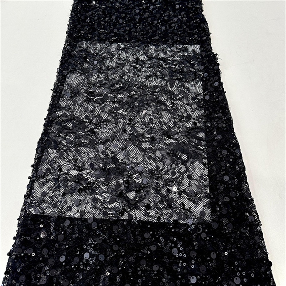 5 Yards Crystal Pearl Beaded Chantilly Lace Fabric – Luxury Wedding Gown and Evening Dress Material